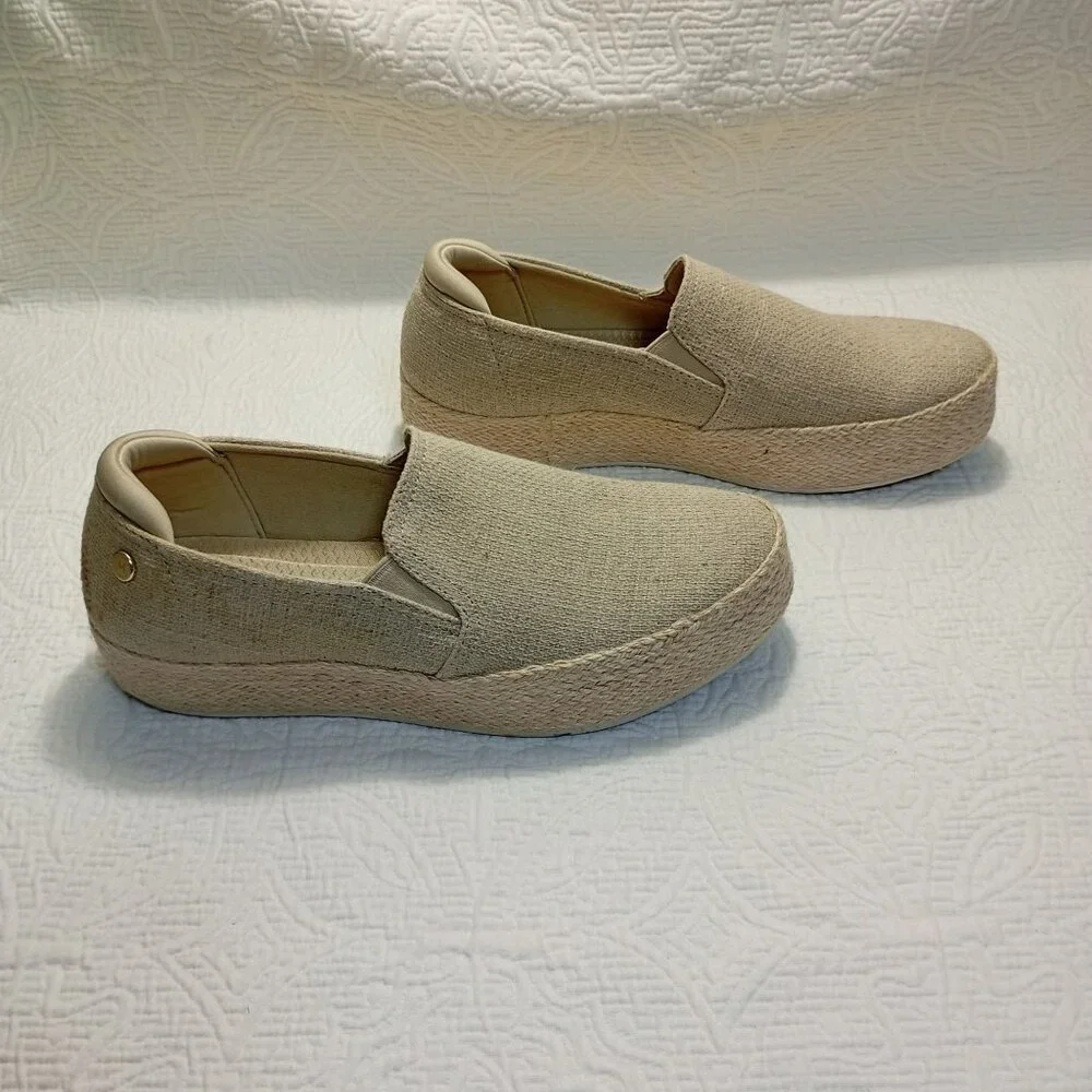 Skechers Martha Stewart Women Slip-On Espadrille Platform Shoes Beige Sz 10